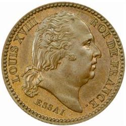 France. Louis XVIII (1815-24). Bronze Pattern Essai Demi Sou (2 1/2 Cents). 1817.
