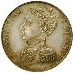 France. Henry V, Pretender to the Throne (1820-83). Silver Pattern Quadruple Piefort 1 Franc. 1832.