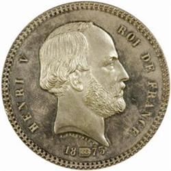 France. Henry V, Pretender to the Throne (1820-83). Silvered Bronze Pattern 5 Francs. 1873.