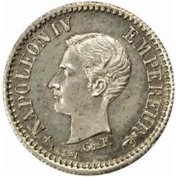 France. Napoleon IV, Pretender to the Throne (1856-79). Silver Pattern Essai 50 and 20 Centimes. 187