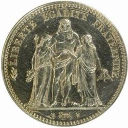 France. Third Republic (1871-1940). Silver Pattern Essai 10 Francs by Dupre. 1879.