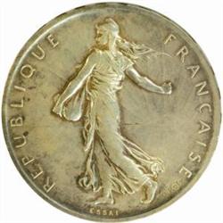 France. Third Republic (1871-1940). Silver Pattern Essai 5 Francs by Roty. 1898.