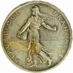 France. Third Republic (1871-1940). Silver Pattern Essai 5 Francs by Roty. 1898.