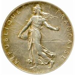 France. Third Republic (1871-1940). Silver Piefort Essai 2 and 1 Franc. 1927.