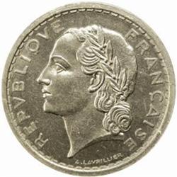 France. Third Republic (1871-1940). Nickel Essai 5 Francs. 1934.