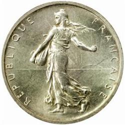 France. Fifth Republic (1959-). Silver Pattern "50 Centimes" (5 Francs) by Roty. Dated "1897" (1959)