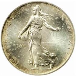 France. Fifth Republic (1959-). Silver Pattern Essai 2 Francs by Roty. 1959.