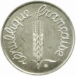 France. Fifth Republic (1959-). Stainless Steel Pattern 5 Centimes. 1960.