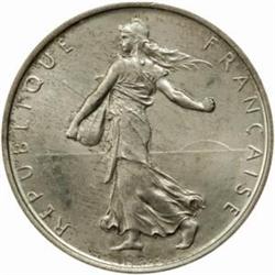 France. Fifth Republic (1959-). Silver Pattern 5 Francs by Roty. 1968.