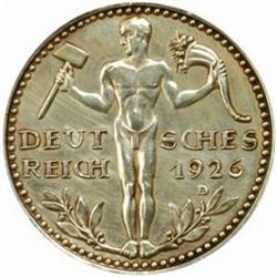 Germany. Weimar Republic (1919-33). Silver Pattern 3 Marks by Goetz. 1926-D.