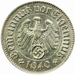 Germany. Third Reich (1933-45). Nickel-plated Iron Pattern Probe 1 Mark. 1939.