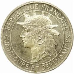 Guadaloupe. French Colony (1674-1946). Copper-Nickel Pattern 1 Franc. Dated "19" (1921).