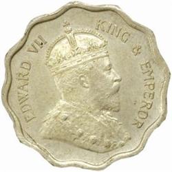 India. Edward VII (1901-10). Copper-Nickel Pattern 1/2 Anna. 1908.