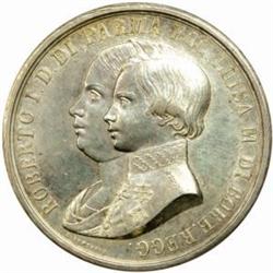 Italy. Parma. Roberto I, di Borbone (1854-59). Uniface Silver Pattern 5 Lire by Bentelli. ND (c. 185