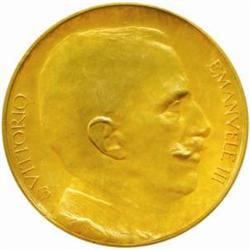 Italy. Vittorio Emanuele III (1900-46). Gilt Copper Pattern Prova 100 Lire by Boninsegna. 1908.