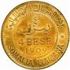 Image 2 : Italian Somaliland. Vittorio Emanuele III (1900-46). Bronze Prova 4 Bese. 1909-R.