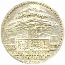 Lebanon. Republic (1926-). Silvered Bronze Pattern 50 Piastres. 1929.