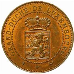 Luxembourg. Adolphe (1890-1905). Copper Pattern Essai 10 and 5 Centimes. 1889.