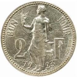 Luxembourg. Charlotte (1919-64). Lot of (2) Silver Pattern 2 Francs. 1923.