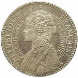 Martinique. French Colony (1635-1946). Copper-Nickel Pattern 1 Franc and 50 Cent. Dated "1" (1897).