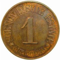 Netherlands East Indies. Sumatra. Soengy Diskie Estate Copper 1 Dollar Token. ND (c. 1890).