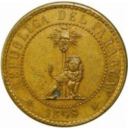 Paraguay. Republic (1811-). Bronze Pattern 2 Centavos. 1868.