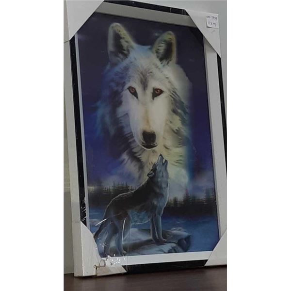 3D wolf picture 11 in by 15 in