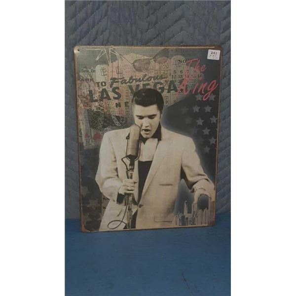 The King Elvis Presley the king of rock and roll metal sign 11.75 in X 15.75 in