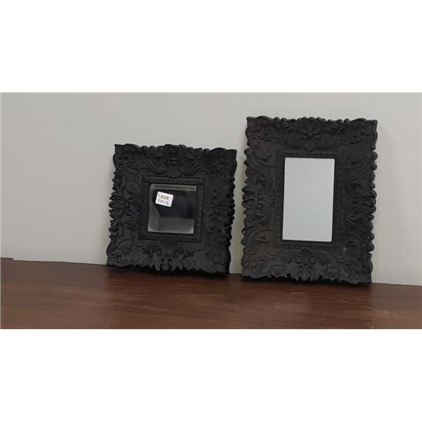 Pair of vintage black mirrors can be hung horizontally vertically or diagonally 8 inches by 8 inches