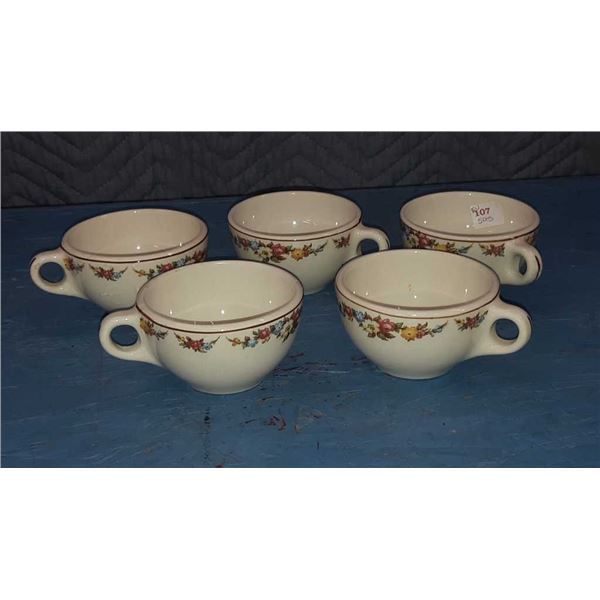 Five antique Grindley coffee cups