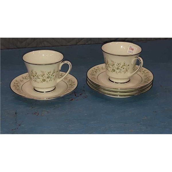 Noritake Savannah two tea cups with four saucers