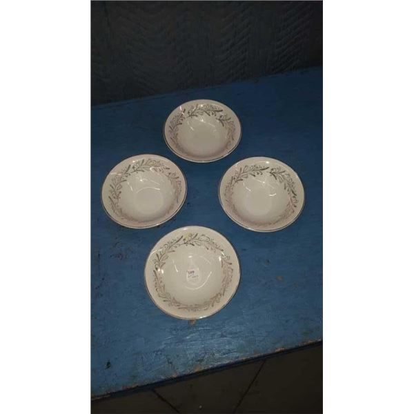 4 antique Washington potteries Riband 6.5" Bowls Ironstone made in Hanley England