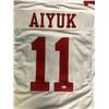 Image 2 : BRANDON AIYUK SIGNED WHITE PRO STYLE JERSEY (JSA COA)