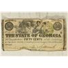 Image 1 : 1863 STATE OF GEORGIA MILLEDGEVILLE 50 CENT