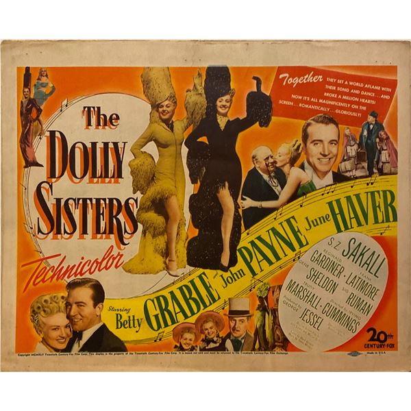 The Dolly Sisters 1945 original vintage insert card