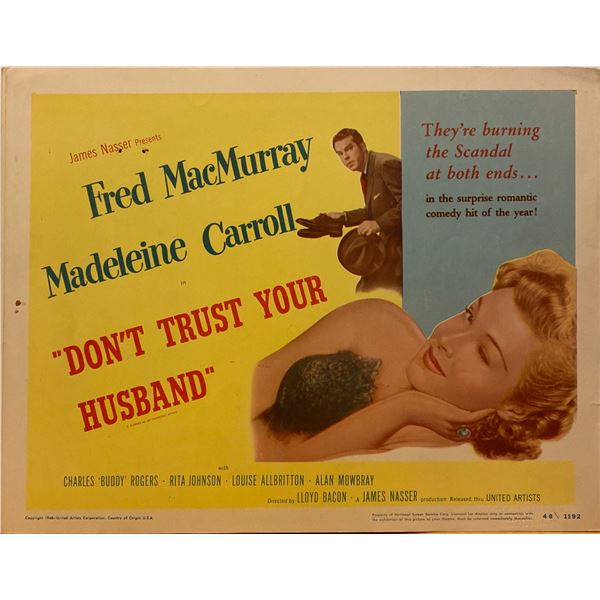 Don't Trust Your Husband 1948 original vintage lobby card