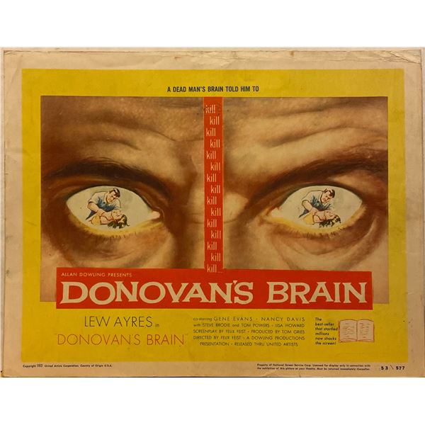Donovan's Brain 1953 original vintage lobby card