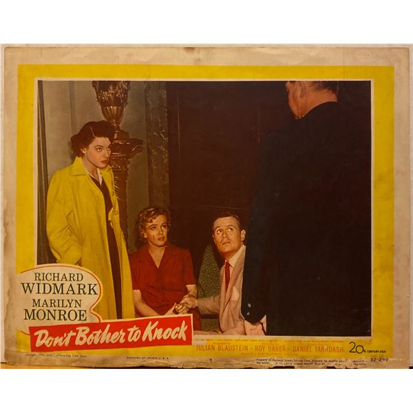 Don't Bother to Knock 1952 original vintage lobby card