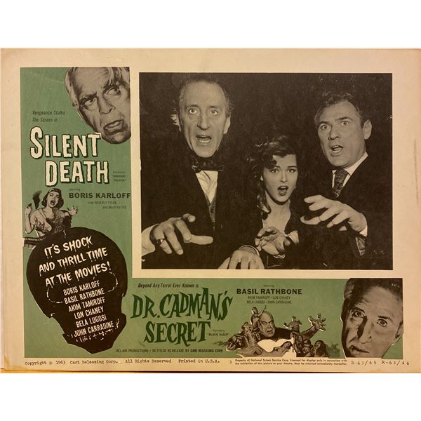 Dr. Cadman's Secret - Silent Death 1963 original vintage lobby card