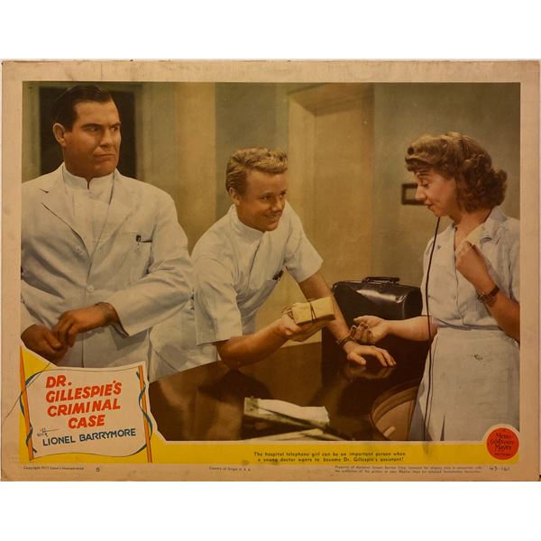 Dr. Gillespie's Criminal Case 1943 original vintage lobby card