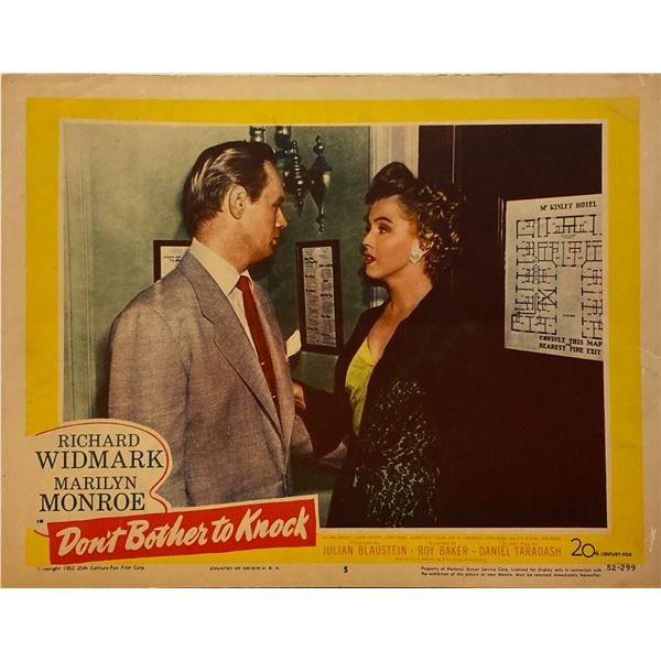 Don't Bother to Knock 1952 original vintage lobby card