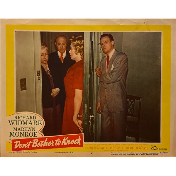 Don't Bother to Knock 1952 original vintage lobby card