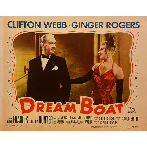 Dreamboat 1952 original vintage lobby card