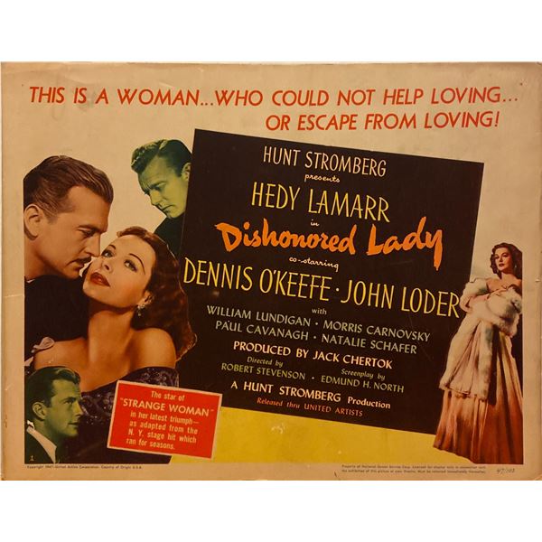 Dishonored Lady 1947 original vintage lobby card