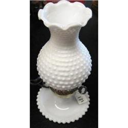 Electric White Hobnail Lamp