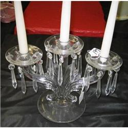 Cambridge Glass Triple Candelabra w/prism