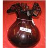 Image 1 : 8" Purple GLASS RUFFLED FANCY VASE