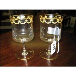 2 - SMALL GOLD ACCENT WINE GLASSES