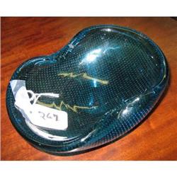 BLOWN GLASS BLUE DISH