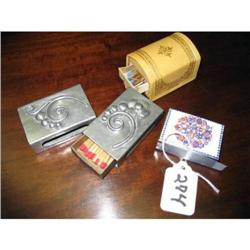 4 - MISC MATCH BOX HOLDERS PEWTER